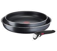 Tefal Ingenio XL Force L15891 - Set di 3 padelle | 24 e 28 cm + 1 manico rimovibile | impilabile | rivestimento antiaderente | indicatore di temperatura del segnale termico | Grigio/Blu