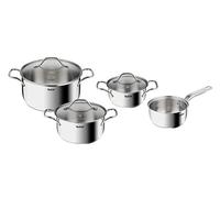 Tefal Intuition B864S734 - Set di 4 pentole 16 cm, 20/24 cm, 5 anni di garanzia, acciaio inox di alta qualità, 18/10, distribuzione, coperchio in vetro, adatto per induzione, cottura, stufa, forno