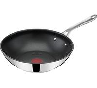 Tefal Jamie Oliver by Cook's Direct On E3041934 - Padella per wok, rivestimento antiaderente, segnale termico, manico rivettato, adatta a induzione, in acciaio inox