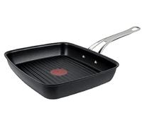 Tefal Jamie Oliver Cook's Classics E2454144 - Bistecchiera antiaderente, adatta al forno, a induzione, manico rivettato, in alluminio anodizzato duro, nero, 27 x 23 cm