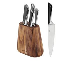 Tefal Jamie Oliver K267S656 Set di coltelli, acciaio inossidabile, legno, marrone, nero, 7 pezzi