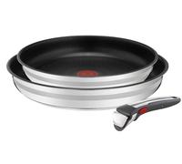 Tefal Jamie Oliver L97691 Ingenio G6 - Set di 3 padelle | adatto al forno fino a 250 °C senza manico | segnale termico | senza PFOA | adatto per tutti i piani cottura incl. induzione, acciaio inox/nero