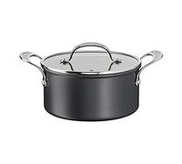 Tefal Jamie Oliver Cook's Classics - Pentola antiaderente da 24 cm, adatta al forno a induzione, coperchio in vetro, manico rivettato, alluminio anodizzato duro, 24 cm, con coperchio, H9124644, colore: Nero
