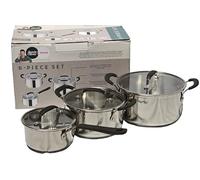 Tefal Jamie Oliver - Set da 6 pezzi composto da 3 pezzi con coperchi: casseruola da 16 cm e pentole da 20 e 24 cm, Thermo Fusion, compatibile con forno, manico in silicone e coperchio in vetro