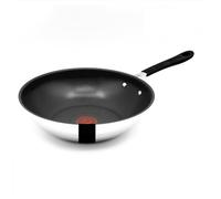 Tefal Jamie Oliver Wok 28 cm a induzione, padella wok in acciaio inox grande, antiaderente, bordo alto, resistente al forno, manico rivettato, E30