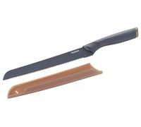 Tefal K12218 Fresh Kitchen Coltello da pane 20 cm | Lama in acciaio inox con rivestimento antiaderente rinforzato in titanio | Manico ergonomico | incl. custodia colorata | Lavabile in lavastoviglie | Nero/Marrone