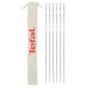 Tefal K185S7 - Set di 6 spiedini riutilizzabili con design piatto, con sacchetto di cotone per una facile conservazione, accessori per barbecue, acciaio INOX