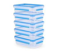 Tefal Masterseal Fresh, Set di 5 contenitori per Alimenti in plastica, 5 x 0,8 l, 100% a Prova di perdite, igienici, con Coperchio a Clip, Lavabile in lavastoviglie e Adatto al microonde, Resistente