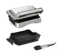 Tefal OptiGrill GC776D10 - Griglia a contatto 4 in 1 con vassoio, apribile, 9 programmi, indicatore del livello di cottura, griglia elettrica, forno, in acciaio inox/nero
