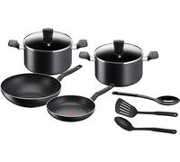 Tefal Pentole da cucina 9 pezzi, Padella 24 cm + Wok 28 cm + Pentole 22/24 cm + Utensili senza induzione, Rivestimento antiaderente, Manico ergonomico, Super Cook B459S984