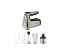 Tefal Powermix Silence HT663AF0 - Frullatore manuale 4 in 1, 2 fruste per impastare, 2 ganci per impastare, motore silenzioso, manico antiscivolo Soft Touch, velocità con funzione turbo, argento