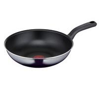 Tefal D52619 Resist - Padella wok antiaderente in titanio, indicatore di temperatura del segnale termico, non adatta a induzione, facile da pulire, tecnologia Flame Protect, colore nero, 28 cm