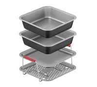 Tefal Set di accessori per friggitrice ad aria, 4 pezzi, in acciaio al carbonio, antiaderente, lavabile in lavastoviglie, progettato per cassetti da 4,6 l, J701S444, nero