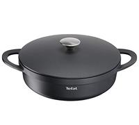 TEFAL Trattoria E21872 Padella con Coperchio in ghisa, Alluminio, Nero, Ciano, Magenta, Giallo