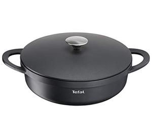Tefal Trattoria E21872 Padella con Coperchio in ghisa, Alluminio, Nero