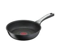 Tefal Unlimited On G25904 Padella da 24 cm con rivestimento antiaderente in titanio antigraffio e segnale termico, senza PFOA, adatta per tutti i piani cottura, anche per fornelli a induzione, nero