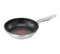 Tefal Virtuoso E49104 - Padella in acciaio inox a induzione, con rivestimento antiaderente Titanium Pro, segnale termico a temperatura ideale per tutti i piani cottura, cottura più veloce, E49104