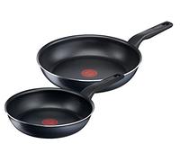 Tefal C38590 XL Force - Set di 2 padelle | 24/28 cm | rivestimento antiaderente | indicatore di temperatura | Diffusion Base | Nero