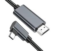 TEFLOTY Cavo da USB C a HDMI, 2m Cavo USB Tipo C HDMI, Angolo Retto 4K Tipo C Thunderbolt 3/4, Compatibile con iPhone 15 Pro, MacBook Pro/Air, Galaxy S23/S22/S21, Note 20, Surface Pro