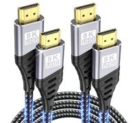 TEFLOTY Cavo HDMI 2.1, 3M 2 Pezzi Cavo HDMI 8K Nylon Intrecciato e Connettori Dorati 48Gbps 8K@60Hz 4K@120Hz 7680P eARC HDCP 2.2&2.3 DTS:X Compatibile per HDTV, PS5/4/3, Xbox Series X/S, Monitor Mehr