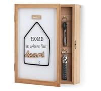 Tefola Cassetta portachiavi in legno, vintage, da parete, 6 ganci, estetica, con motivi per chiavi, portafogli, collane, anelli