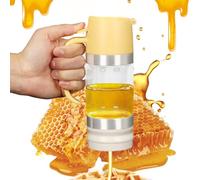 Tefola Dispenser per miele, in vetro, per sciroppo d'acero, antigoccia, con manico, accessori per caffetterie per pancake, caffè, ciotole per cereali, insalata, cucina e bar (giallo, 315ml)
