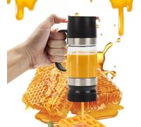 Tefola Dispenser per miele, in vetro, per sciroppo d'acero, antigoccia, con manico, accessori per caffetterie per pancake, caffè, ciotole per cereali, insalata, cucina e bar (nero, 315ml)