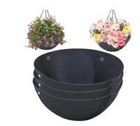 Tefola Fioriera sospesa per esterni, 4 pezzi, in feltro per piante, cesti sospesi per interni, fodera per piante di alta qualità, colore nero, per vasi da appendere, vaso da giardino, balcone (rotondo