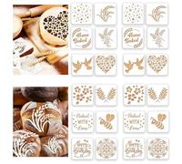 Tefola Set di 24 stencil per decorazioni natalizie per la cucina, stencil per decorare torte, stencil in plastica, per pane, torta, caffè, torta o biscotti