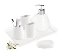 Tefola Set di Accessori da Bagno in Ceramica, 6 Pezzi, Elegante Set di Accessori per Il Bagno con Dispenser di Sapone, portaspazzolino, 2 Bicchieri, portasapone, Vassoio per WC, Bagno