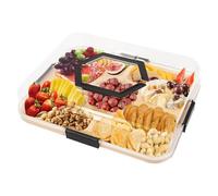 Tefola, vassoio per il servizio, diviso, portatile, con 6/5 scomparti, coperchio trasparente e maniglia, scatola per snack, vassoio per la carta da viaggio, anti-perdita, organizer per noci (5