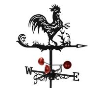 Tefola Velette da vento per tetto, Veleta retrò in metallo con supporto e simbolo direzionale, decorazione da giardino gallo, per patio, terrazza e tetto 33 x 58 cm