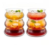 Tefrine Set di 2 bicchieri da bere, 530 ml, 17 oz, trasparenti riutilizzabili, per caffè ghiacciato, cocktail, latte, succhi, soda, whisky e tè