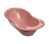 TEGA BABY Piccola vasca da bagno per neonati e bambini piccoli forma anatomica con foro di scarico e tappo certificato TÜV, plastica resistente, facile da pulire, 86 x 57 cm, rosa