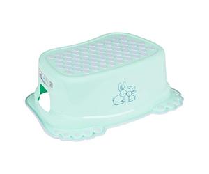 Tega Baby ® - Sgabello per bambini con funzione antiscivolo, sicuro, stabile e testato TÜVRheinland | a partire da circa 3 anni | Sgabello per bambini con poggiapiedi | motivo: coniglietto - verde
