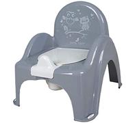 TegaBaby - Vasino per bambini, con gufo, antiscivolo, sicuro e certificato TÜVRheinland, colore: grigio