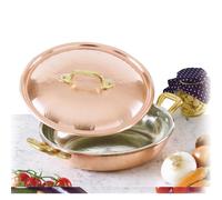 Tegame 2 manici Ø 28 cm realizzato in rame massiccio liscio. stagnato a mano LineaTraditional rame