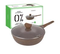 KASANOVA Tegame 30 cm antiaderente 0 grassi con coperchio marrone Cottura