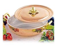 Tegame Alto rotondo con Coperchio diametro cm 24 in rame massiccio 5 mm linea Michaels Range rame