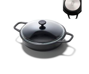 Tegame con Coperchio 2 manici BON APPETIT Ø28xh8,7 cm -3,6 LT in alluminio + antiaderente design Ettore Sottsass-Christopher Redfern made in Italy nero