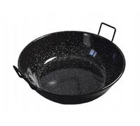 Tegame Fondo in Ferro Smaltato con Manici, Nero per uso professionale, Ideale per Fritture e Preparazioni Etniche (36 cm)