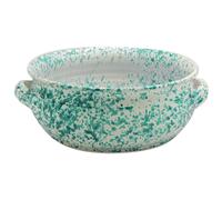 Tegame in Terracotta Bianco Chiazzato Grande Bombato per Pasta al Forno Fagioli