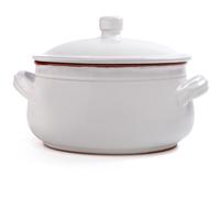Tegame in Terracotta con coperchio Ø35 cm Colore Bianco Adatti per cucinare su : Fiamma, Piastra elettrica , Forno , Microonde bianco