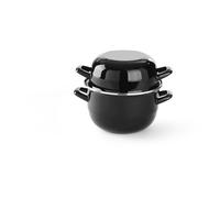 Hendi Tegame con coperchio per cozze e salse 2,5L smaltato nero bordo inox solo per cucine a gas