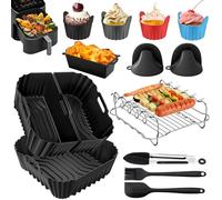 Teglia Airfryer Set per Cosori 5.5L/6L/6.2L/6.4L & per Philips 6.2L NA230 | Riutilizzabile Accessorie Silicone Friggitrice ad Aria per Philips 2000 Serie 6.2L con Griglia, Teglia Dolci/Pane ecc