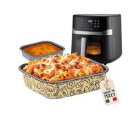 Teglia Antiaderente in Alluminio per Friggitrice ad Aria AkitaInk - Riutilizzabili per Airfryer e Forno, Ideali per Cottura Senza Olio, Disponibili in Vari Formati e Forme (Quadrata 20,7x20,7 cm)