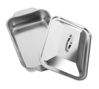 Teglia con Coperchio in Acciaio Inox, Rettangolare per Pesce Grigliato | Argento, Design Versatile per Arrosti, Previene Fuoriuscite di Succhi, Formato Pratico
