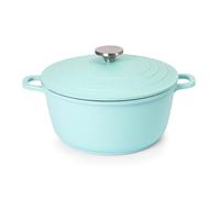 Teglia con coperchio, resistente al forno, antiaderente, profonda Dutch Oven - pentola a induzione - pentola per zuppe resistente al forno in alluminio - 4 l, 24 cm, verde bluastro, Di Nuovva