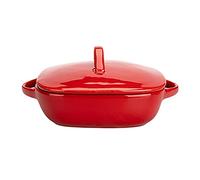 Teglia da Forno Casseruola in Ceramica con Coperchio, Set di Stoviglie Quadrate Coperte, Pirofile per Casseruole, Teglie per Lasagne Casseruola Profonda Pentole Teglia da Forno-Red