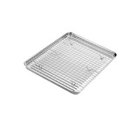 Teglia da forno con cremagliera Cookie Sheet Teglia da forno con griglia di raffreddamento Facile da pulire 304Stainless Steel Texture Cookie Pan Set Antiaderente